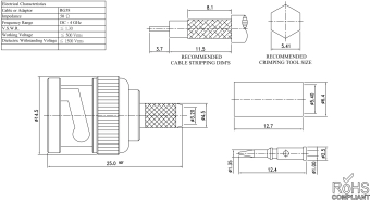 Разъем ВЧ BNC-male (RG-58, RG223, RG400, LL-195), пайка/обжим BNC-04F-TGN