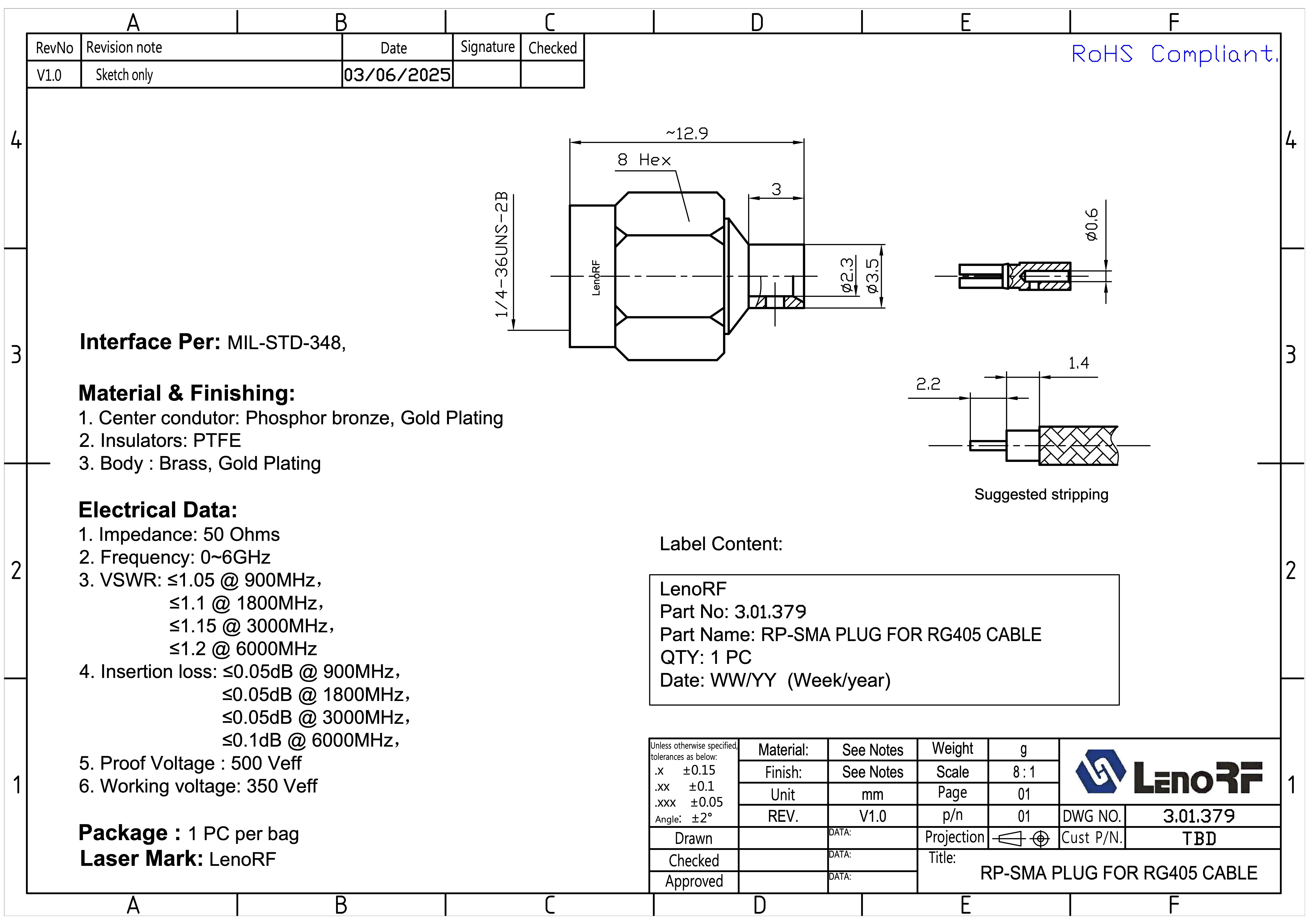 3.01.379-RP-SMA-PLUG-FOR-RG405-CABLE 3.01.379-RP-SMA-PLUG-FOR-RG405-CABLE