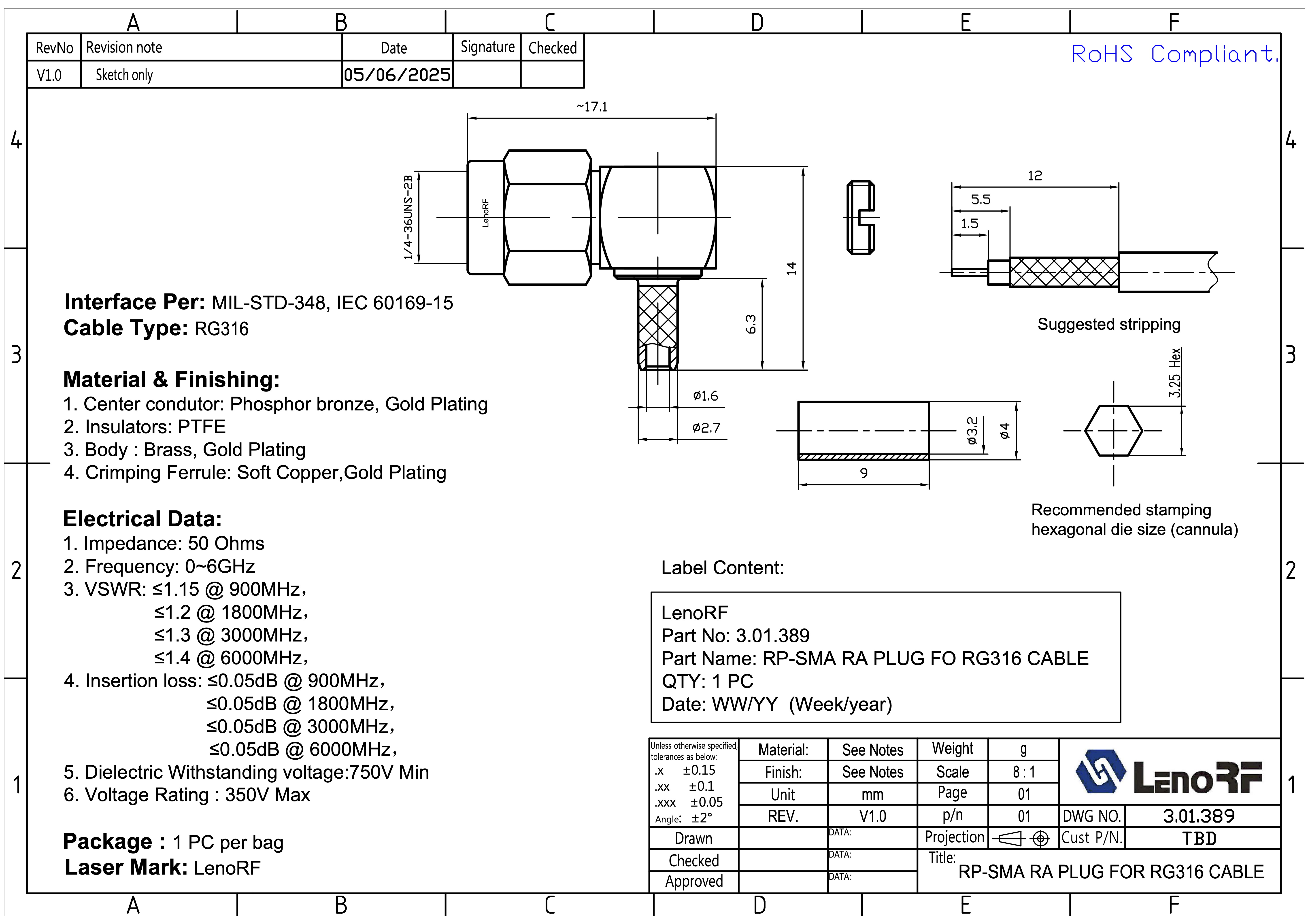 3.01.389-RP-SMA-RA-PLUG-FOR-RG316-CABLE 3.01.389-RP-SMA-RA-PLUG-FOR-RG316-CABLE