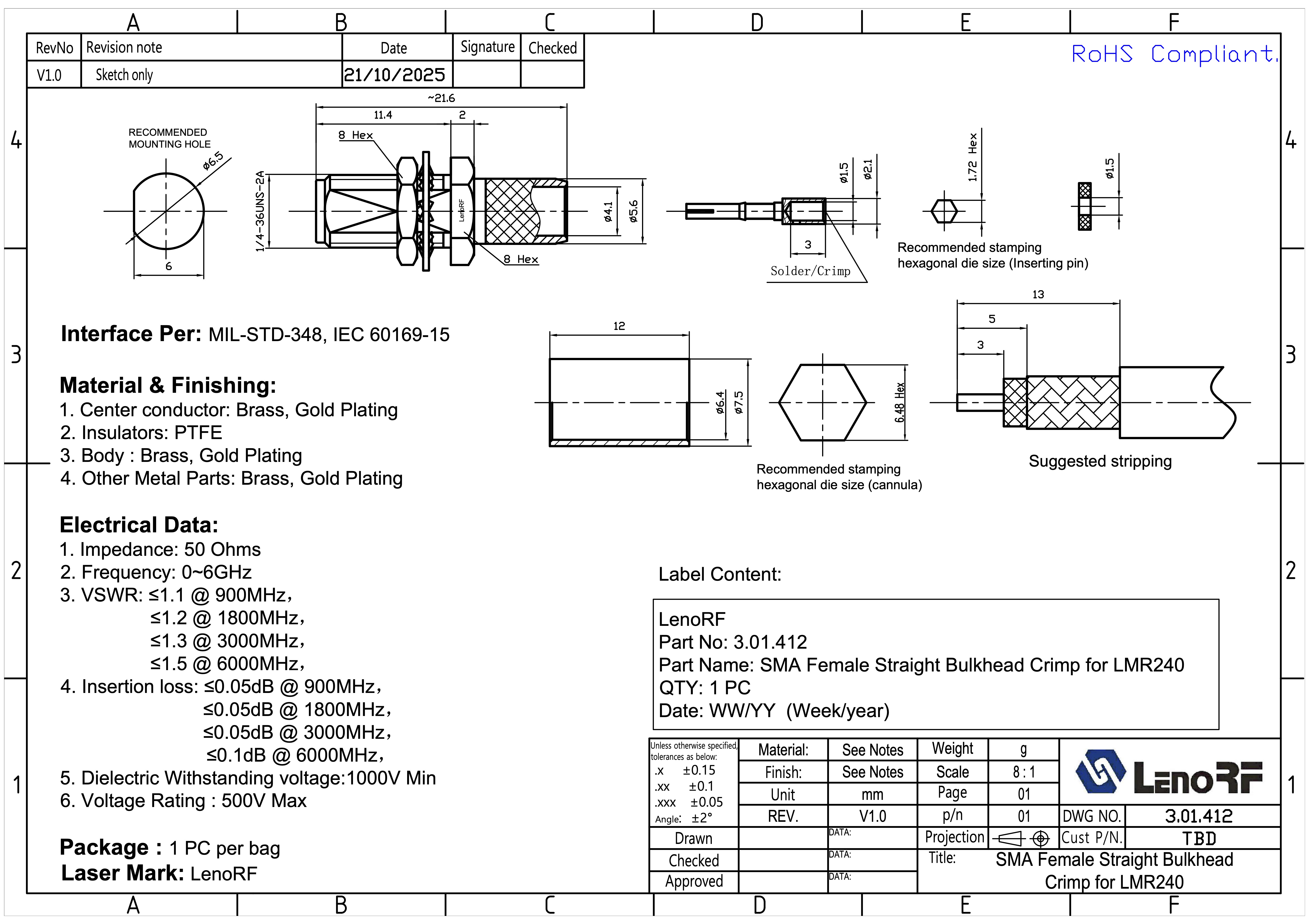 3.01.412-SMA-Female-Straight-Bulkhead-Crimp-for-LMR240
