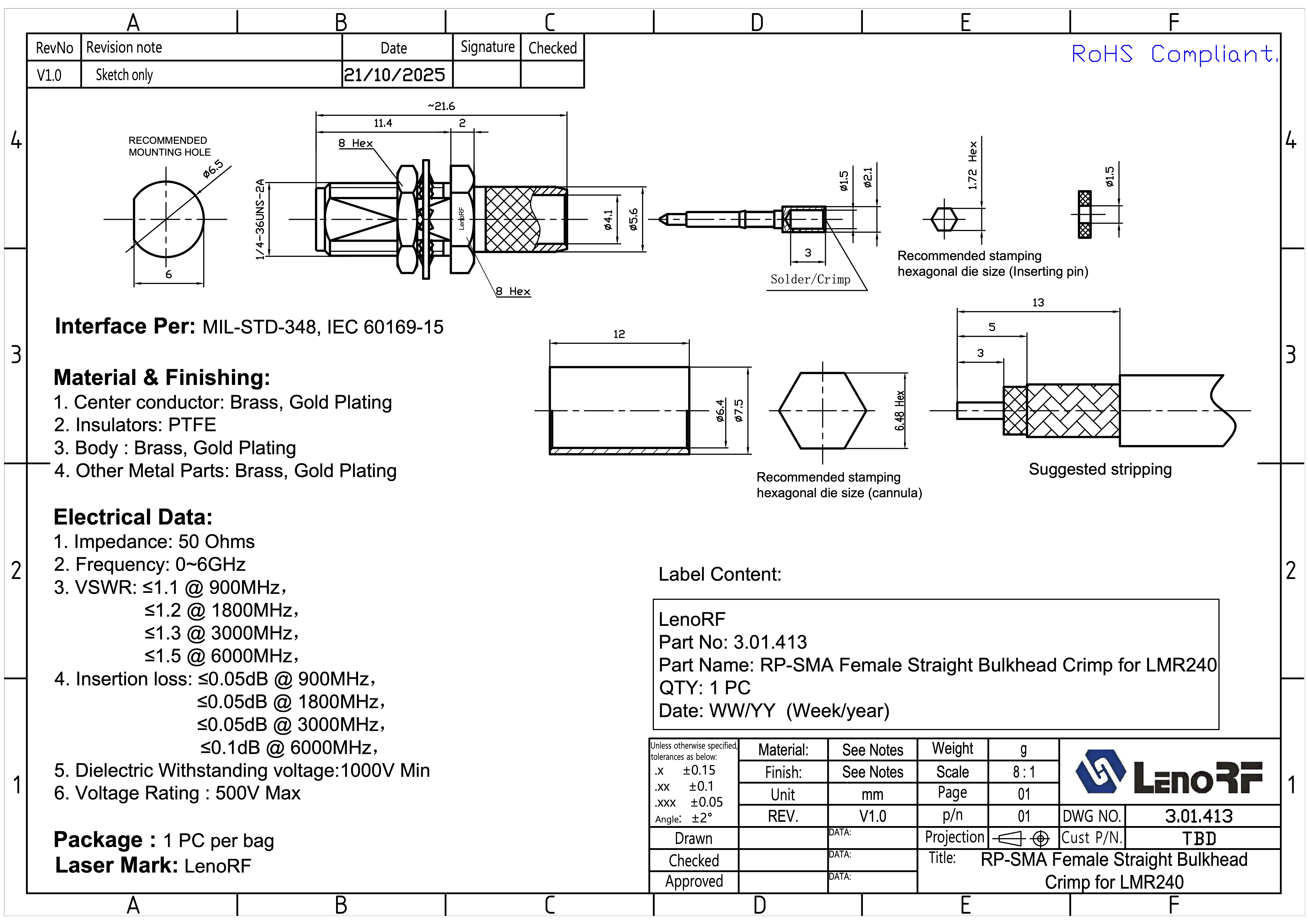 3.01.413-RP-SMA-Female-Straight-Bulkhead-Crimp-for-LMR240