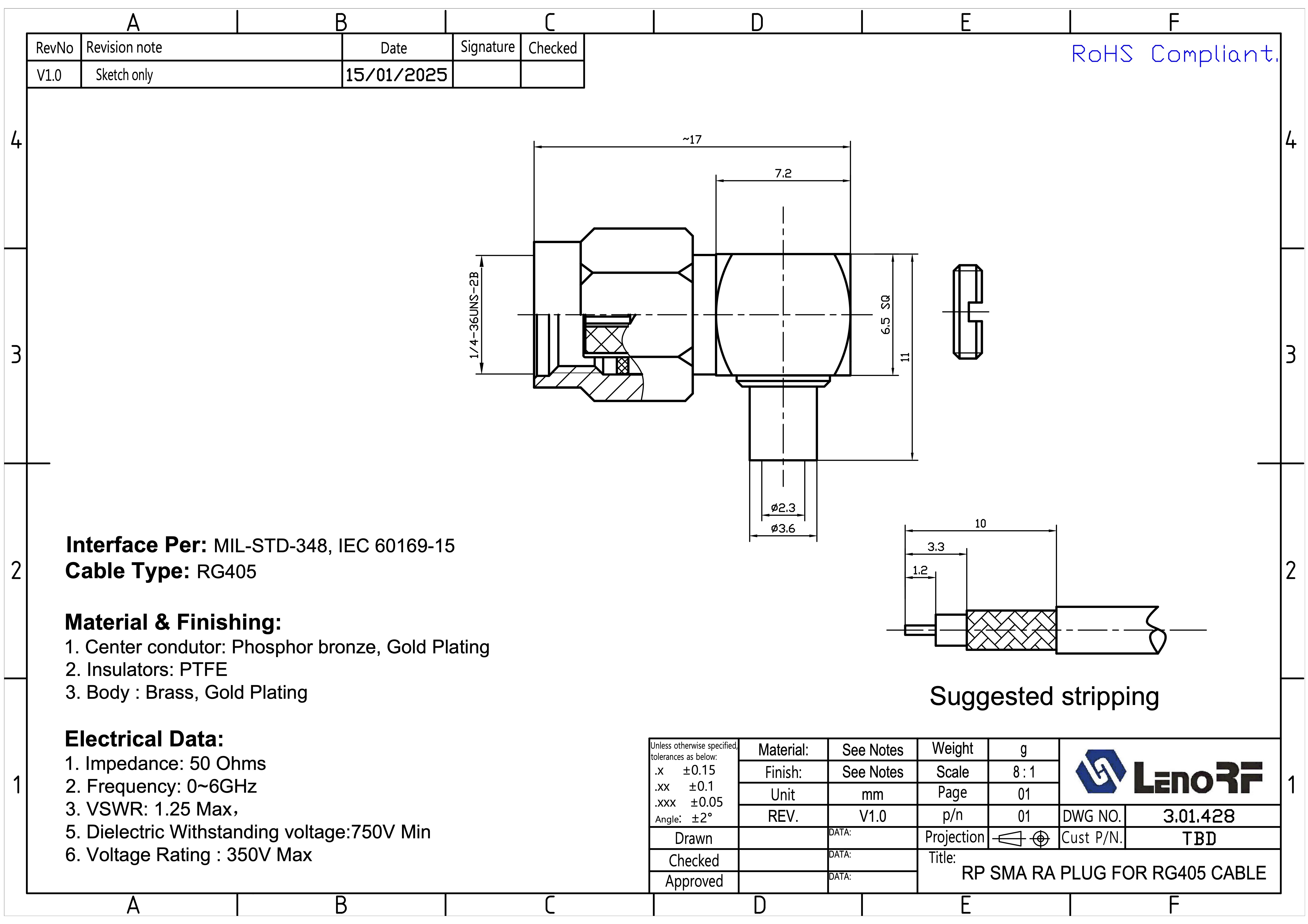 3.01.428-RP-SMA-RA-PLUG-FOR-RG405-CABLE 3.01.428-RP-SMA-RA-PLUG-FOR-RG405-CABLE