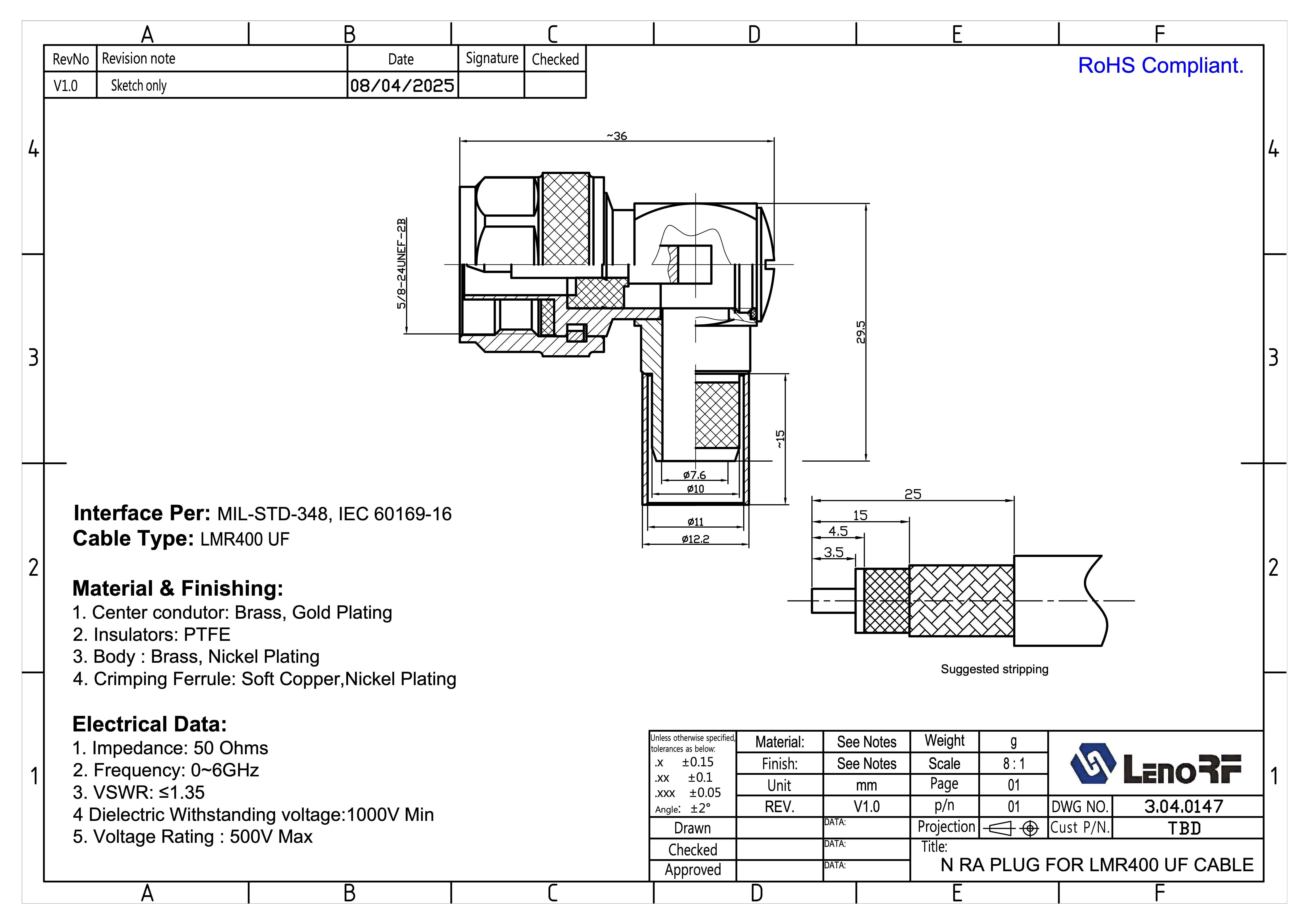 3.04.0147-N-0RA-PLUG-FOR-LMR400-UF-CABLE