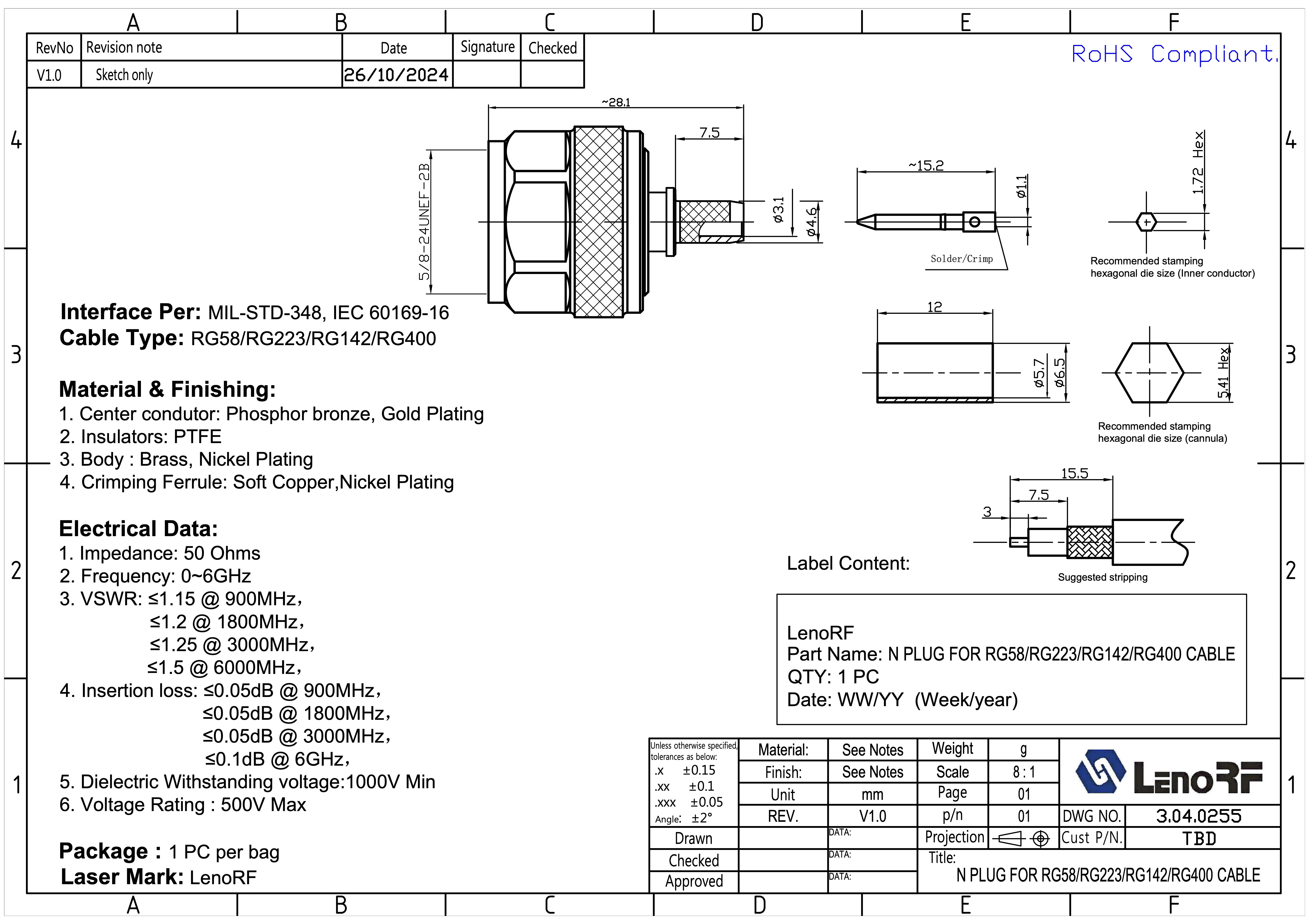 3.04.0255-N-PLUG-FOR-RG58-CABLE 3.04.0255-N-PLUG-FOR-RG58-CABLE
