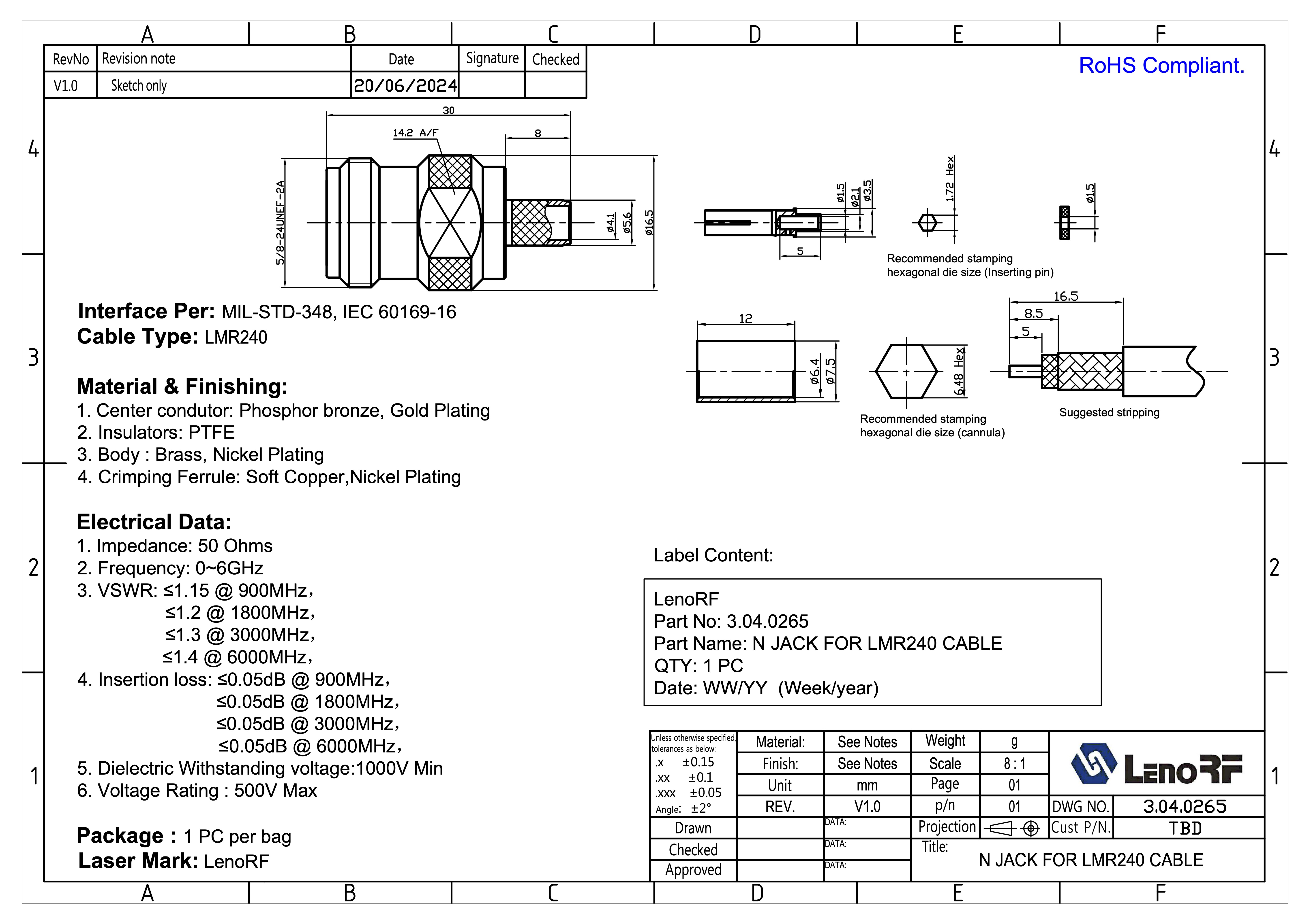 3.04.0265-N-JACK-FOR-LMR240-CABLE