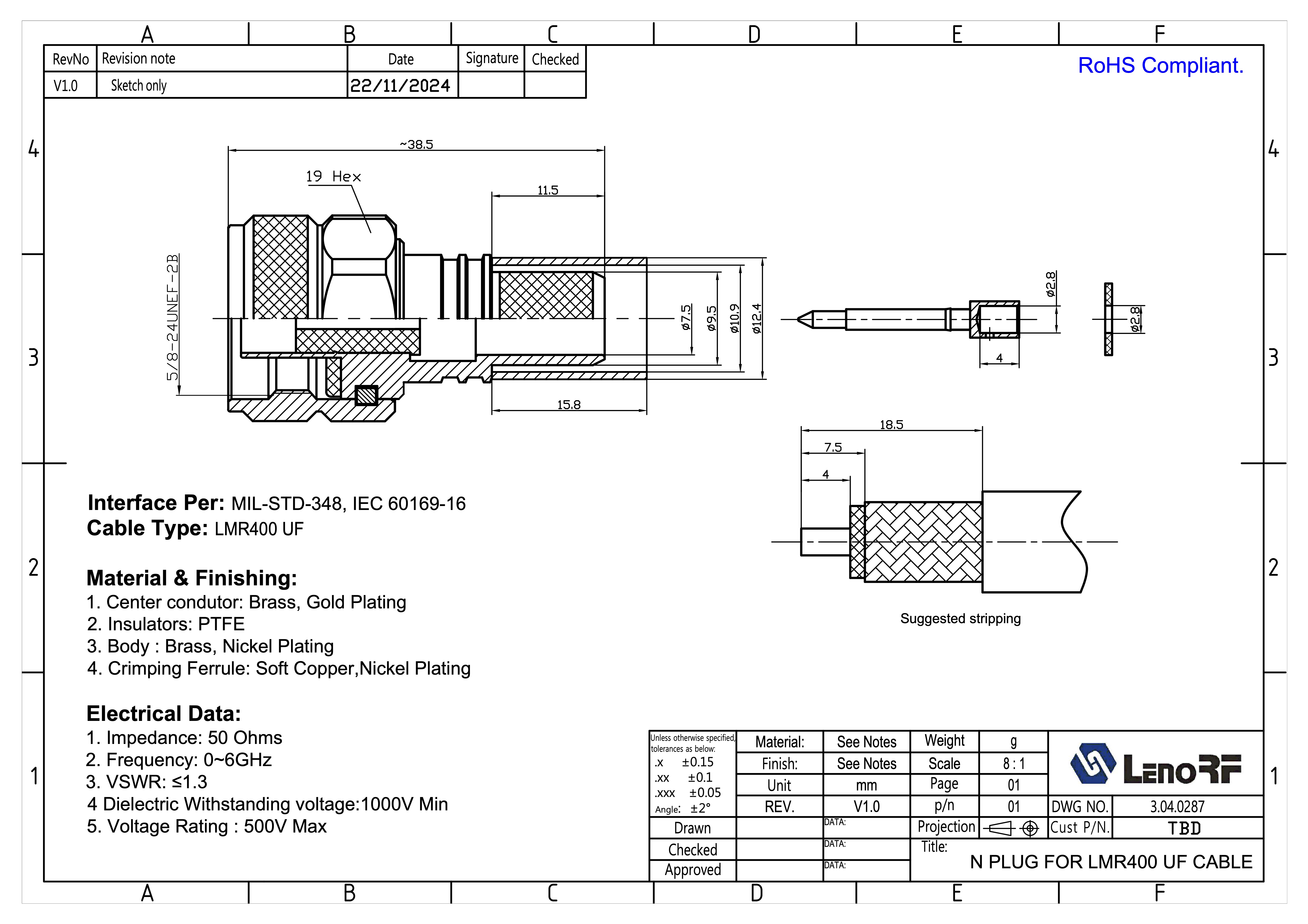3.04.0287-N-PLUG-FOR-LMR400-CABLE-V2