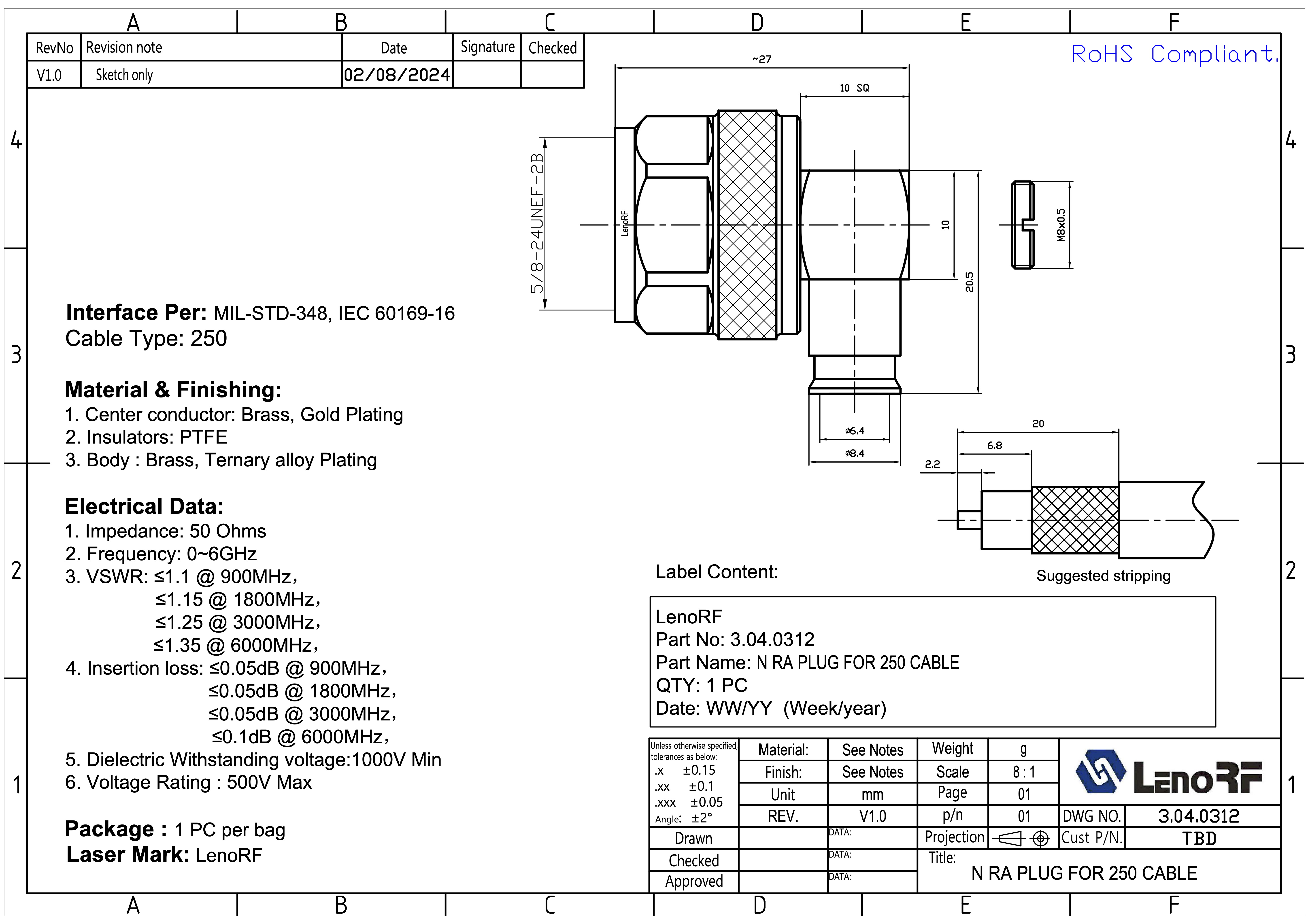 3.04.0312-N-RA-PLUG-FOR-250-CABLE 3.04.0312-N-RA-PLUG-FOR-250-CABLE
