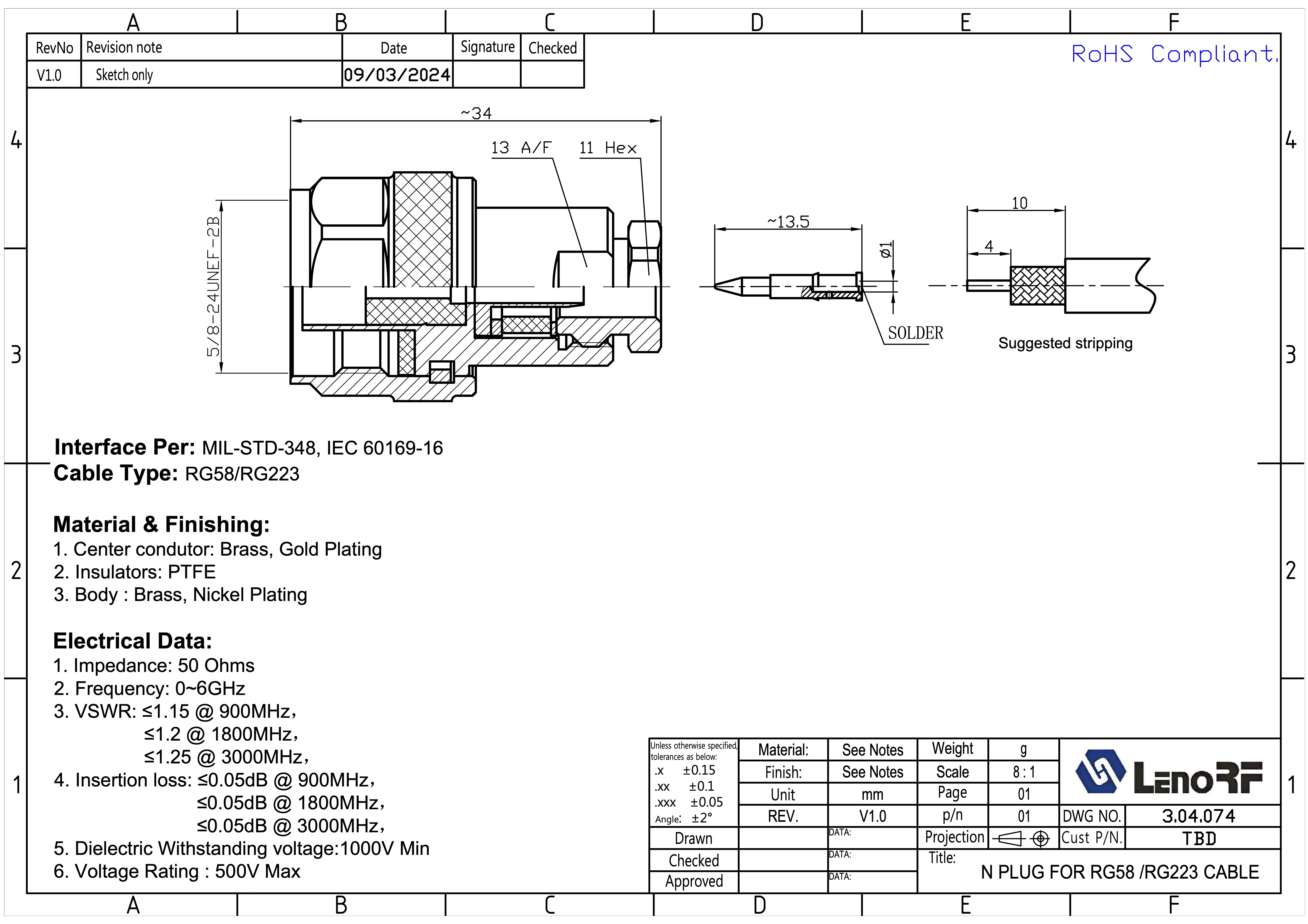 3.04.074-N-PLUG-FOR-RG58-RG223-CABLE 3.04.074-N-PLUG-FOR-RG58-RG223-CABLE