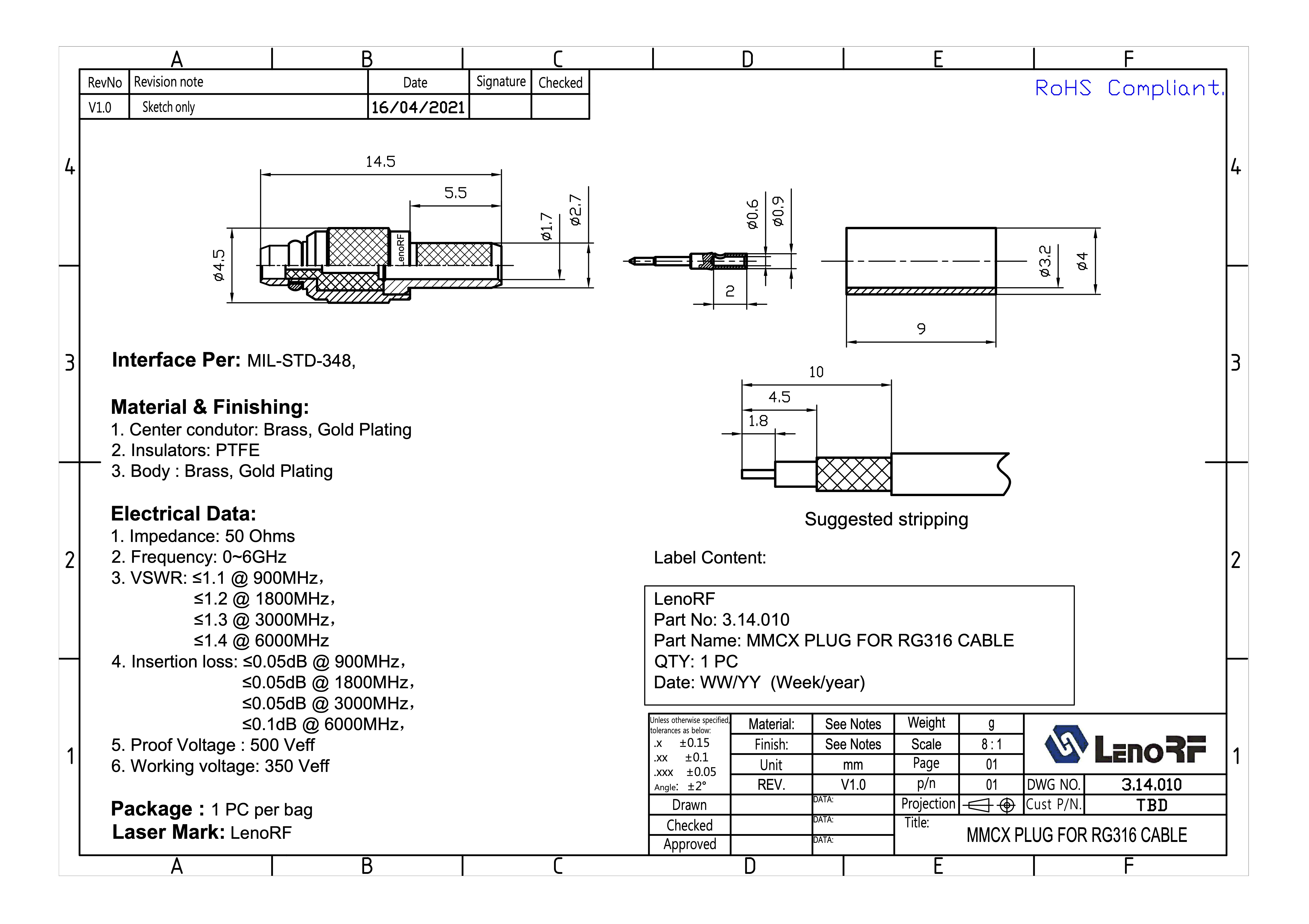 3.14.010#MMCX-PLUG-FOR-RG316-CABLE