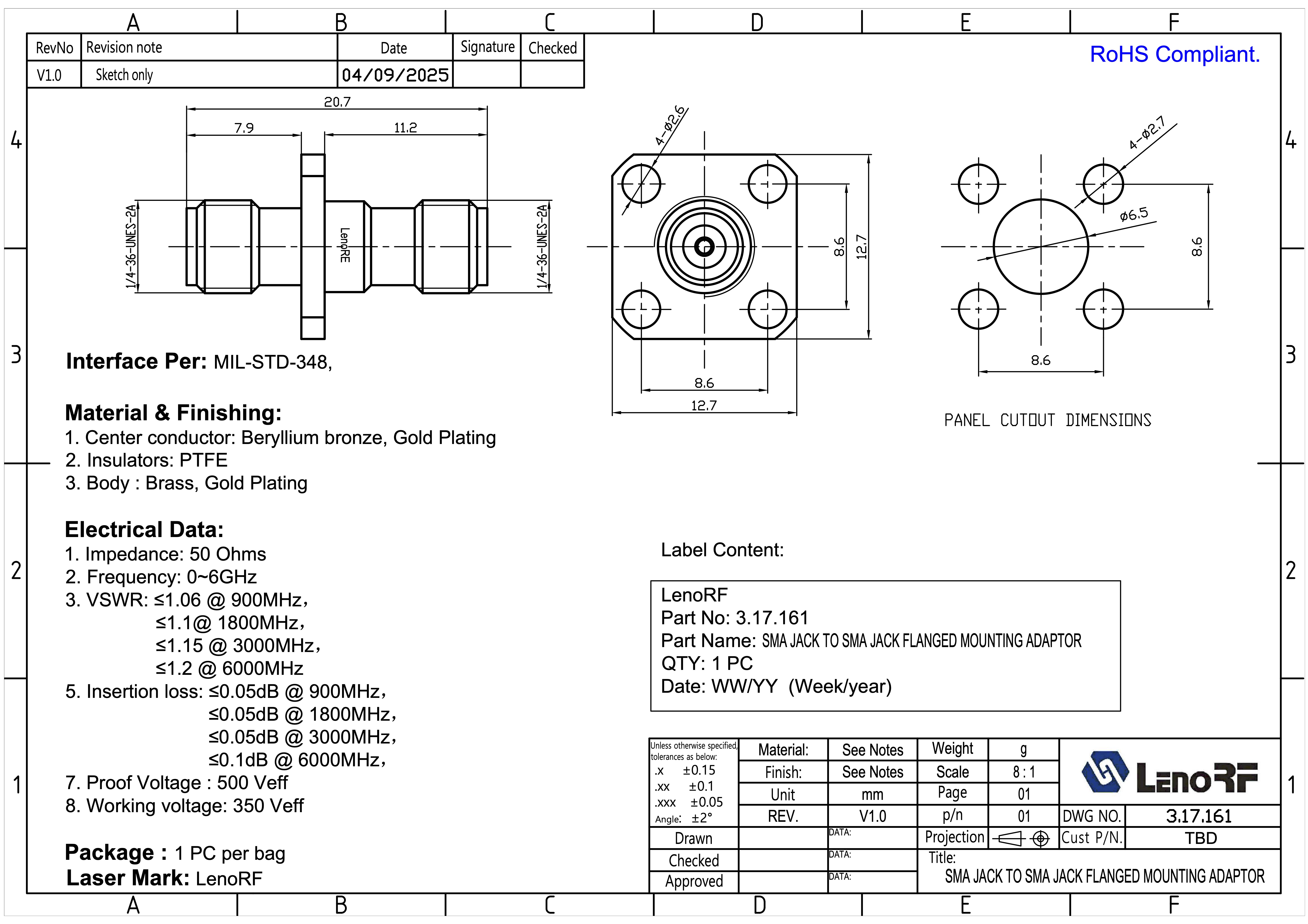 3.17.161-SMA-JACK-TO-SMA-JACK-FLANGED-MOUNTING-ADAPTOR