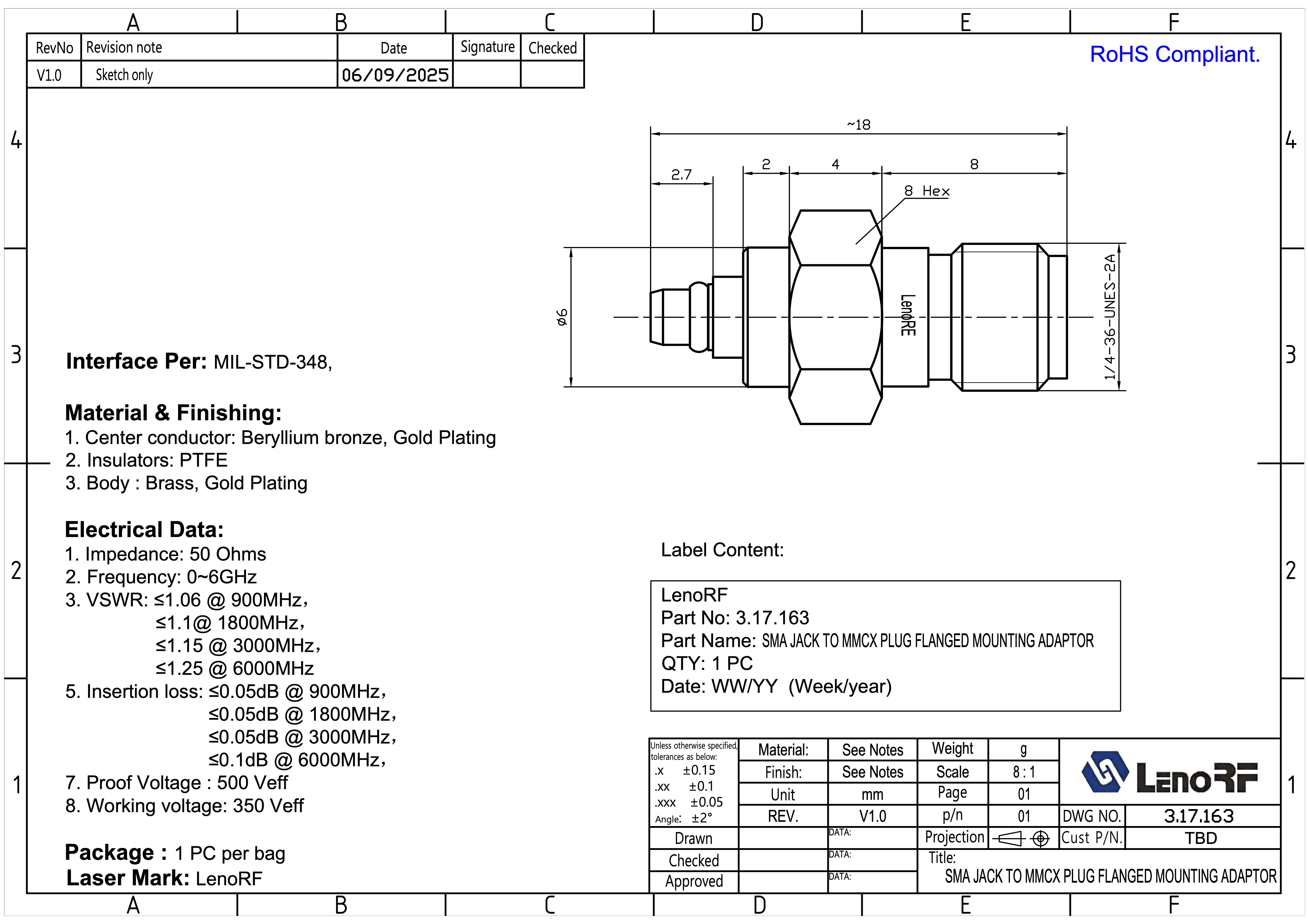 3.17.163-SMA-JACK-TO-MMCX-PLUG-FLANGED-MOUNTING-ADAPTOR