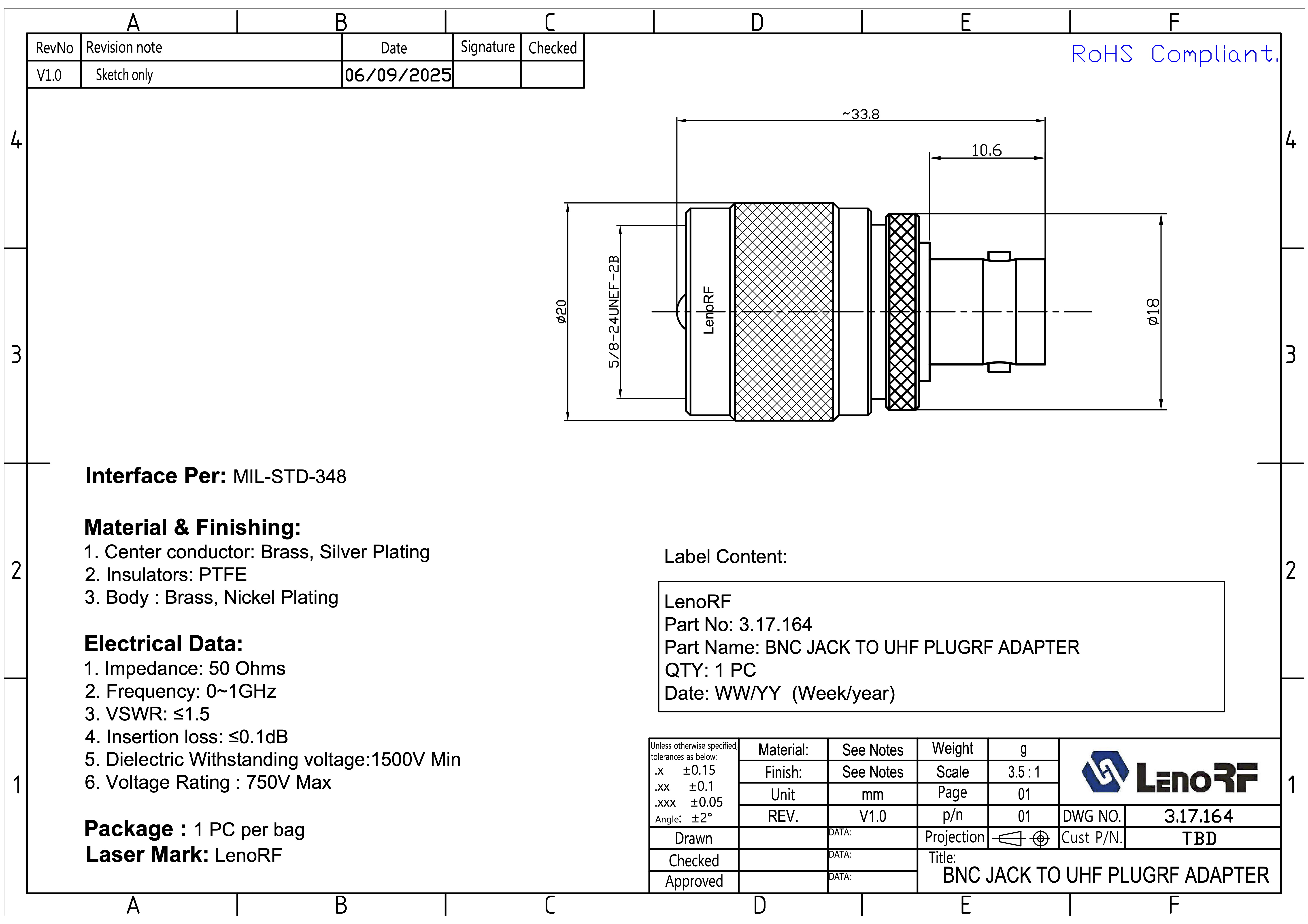 3.17.164-BNC-JACK-TO-UHF-PLUG-RF-ADAPTER